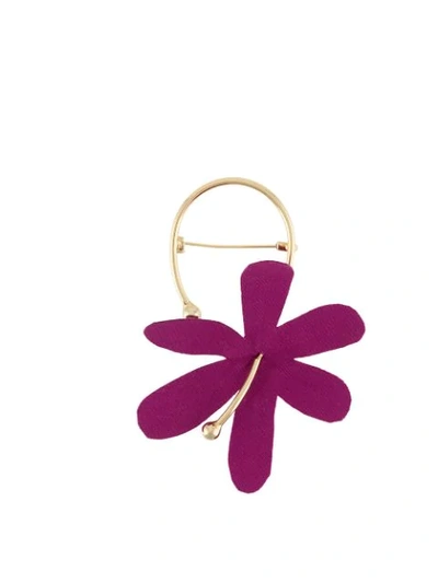 Shop Marni Floral Brooch In Purple