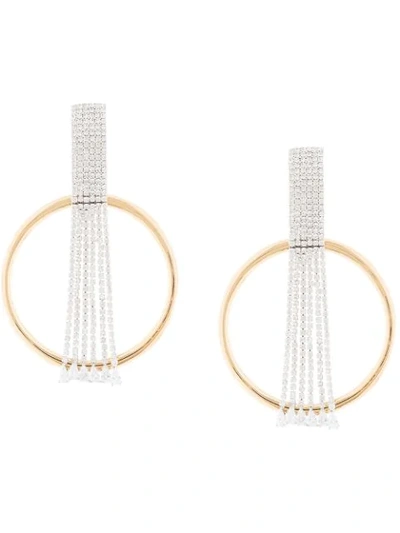 Shop Venna Hoop Fringe Crystal Earrings In Silver