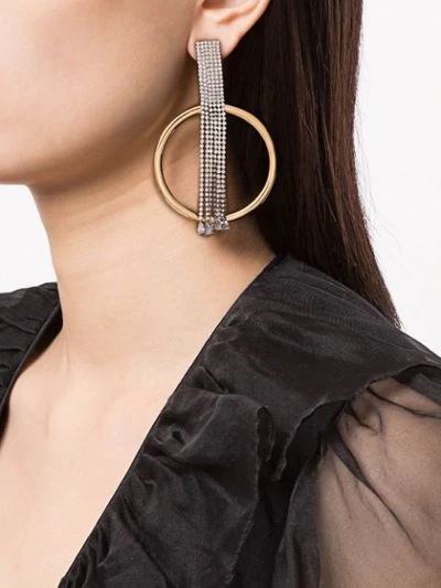 Shop Venna Hoop Fringe Crystal Earrings In Silver