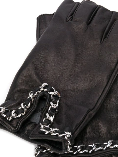 Shop Manokhi Chain Embellished Fingerless Gloves In Black