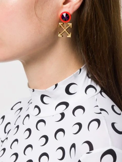 Shop Off-white Arrows Motif Earrings In Gold