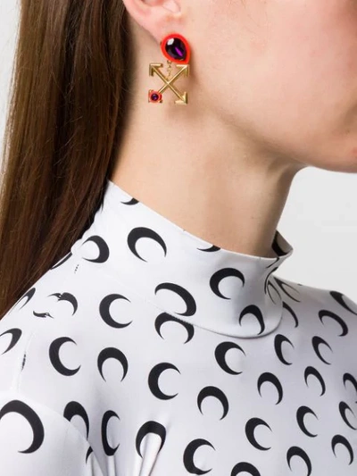 Shop Off-white Arrows Motif Earrings In Gold