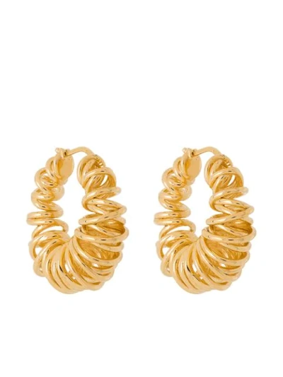 Shop Bottega Veneta Spiral Gold-plated Hoop Earrings