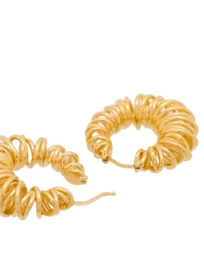Shop Bottega Veneta Spiral Gold-plated Hoop Earrings