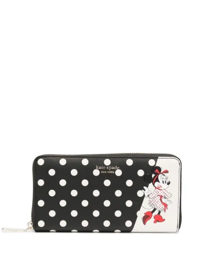 Shop Kate Spade Minnie Mouse Polka Dot-print Wallet In Black