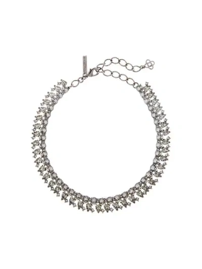 Shop Oscar De La Renta Gem Collar Necklace In Silver