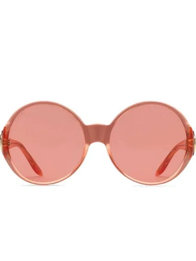 Shop Gucci Round-frame Sunglasses In Orange
