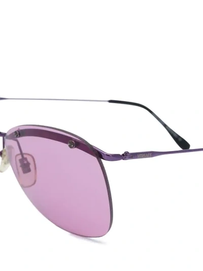 Pre-owned Versace 2000s Rimless Oval-frame Sunglasses In Purple