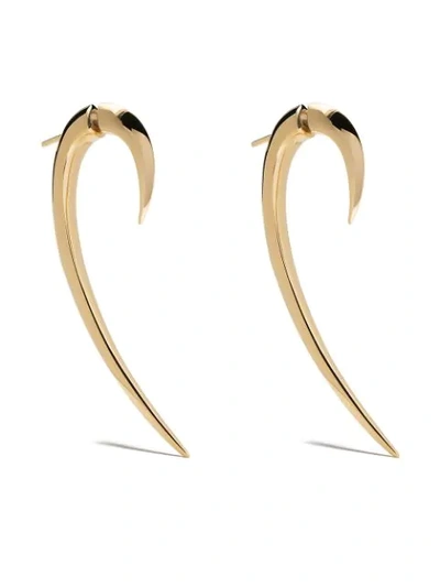 Shop Shaun Leane Large Hook Earrings In Yellow Gold Vermeil