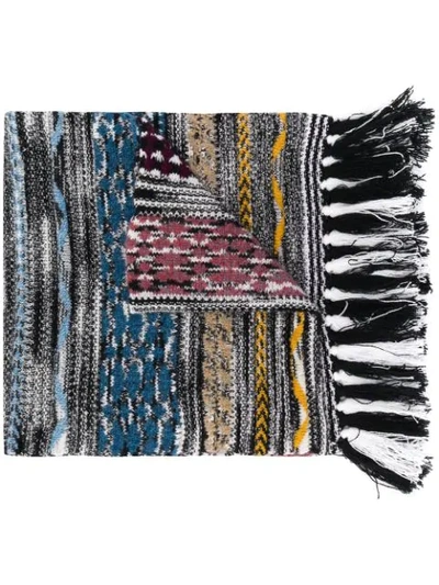 Shop Missoni Knitted Fringed Cashmere Scarf In Neutrals