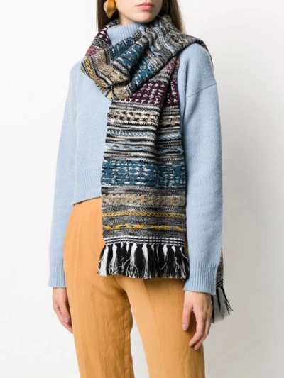 Shop Missoni Knitted Fringed Cashmere Scarf In Neutrals