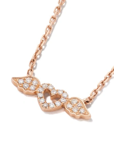 Shop As29 18kt Rose Gold Winged Heart Diamond Necklace