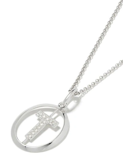 Shop Annoushka 14kt White Gold Diamond Initial T Necklace In 18ct White Gold