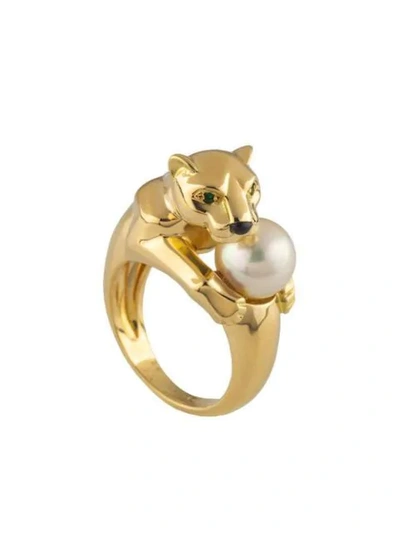 Pre-owned Cartier  18kt Yellow Gold Panthère Pearl Ring