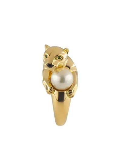 Pre-owned Cartier  18kt Yellow Gold Panthère Pearl Ring