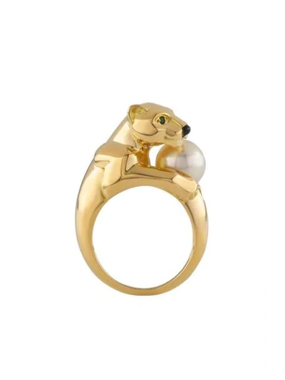 Pre-owned Cartier  18kt Yellow Gold Panthère Pearl Ring