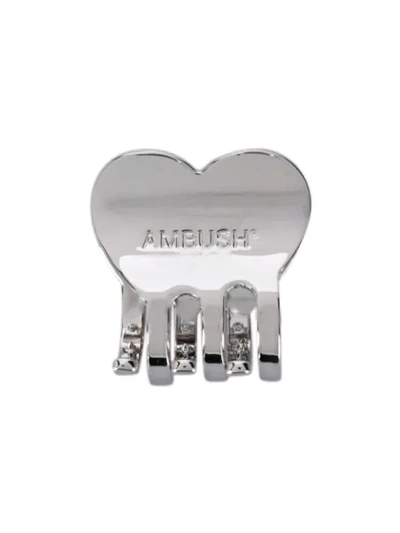 Shop Ambush Kk Heart-shaped Hair Clip In Silver