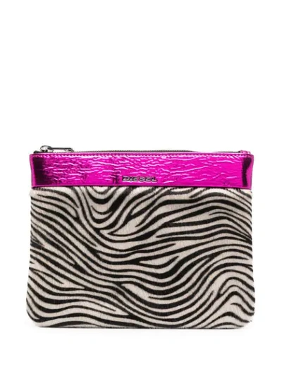 Shop Diesel Zebra-print Wallet In Pink