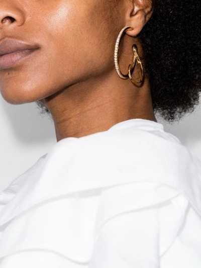 Shop Panconesi Crystal Upside-down Hoop Earrings In Gold