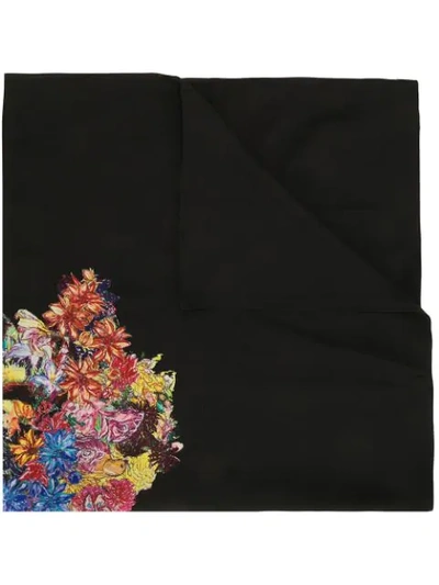 Shop Yohji Yamamoto Floral-print Silk Bandana In Black
