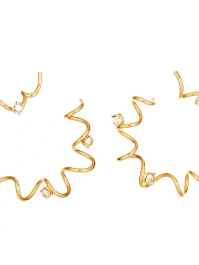 Shop Oscar De La Renta Gem-embellished Hoop Earrings In Gold