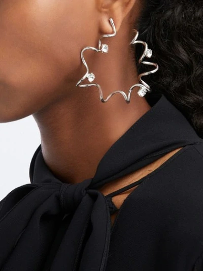 Shop Oscar De La Renta Gem-embellished Hoop Earrings In Silver