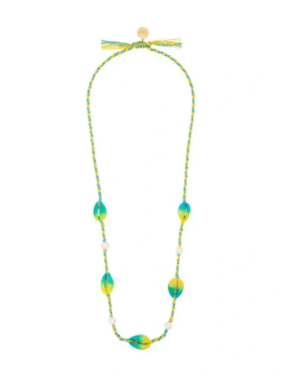 Shop Venessa Arizaga Moonlight Shell Necklace In Blue