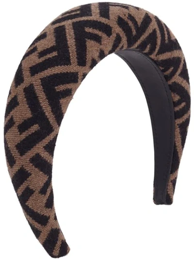 Shop Fendi Ff Pattern Hairband In Brown