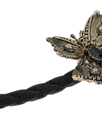 Shop Alexander Mcqueen Butterfly Detail Bracelet In Black
