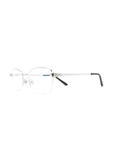 Shop Cartier Panthère De  Oval Glasses In Silver