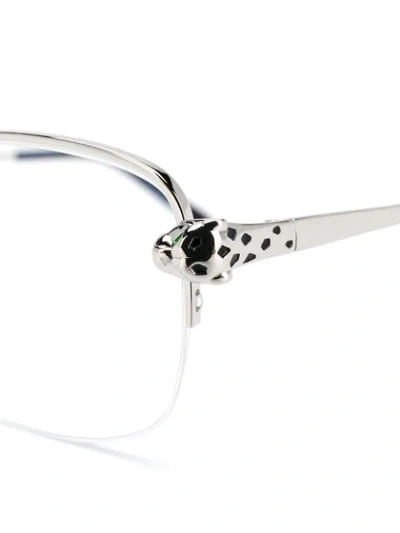 Shop Cartier Panthère De  Oval Glasses In Silver