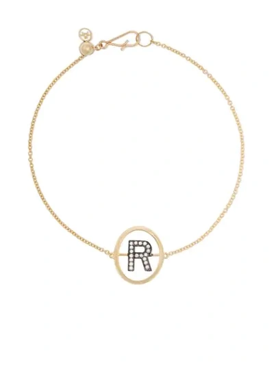 Shop Annoushka 18kt Yellow Gold Diamond Initial R Bracelet In 18ct Yellow Gold