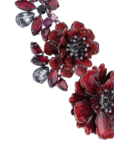 Shop Marchesa Poppy Floral Necklace In Red