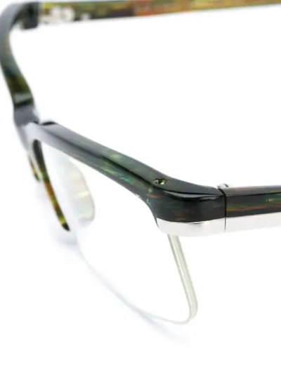 Pre-owned Prada 1990s Marble Effect Square Glasses In Green
