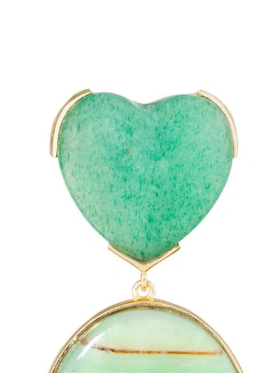 Shop Guita M 18kt Yellow Gold, Stripe Agate And Jade Heart Earrings In Blue