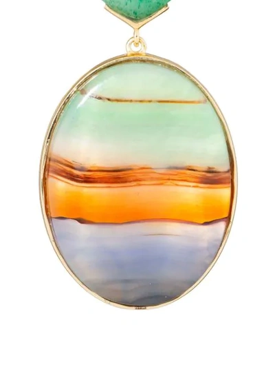 Shop Guita M 18kt Yellow Gold, Stripe Agate And Jade Heart Earrings In Blue