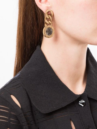 Shop Ports 1961 Embossed Logo Chain Earrings In Gold