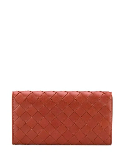 Shop Bottega Veneta Intrecciato Weave Continental Wallet In Brown