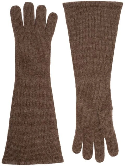 Shop Totême Brown Cashmere Gloves