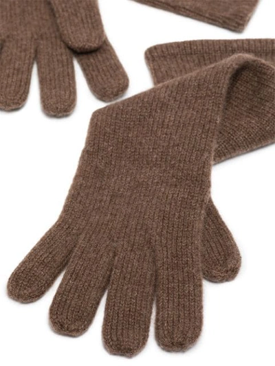 Shop Totême Brown Cashmere Gloves