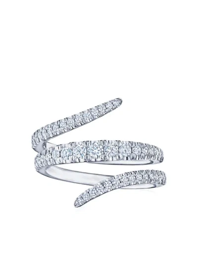 Shop Kwiat 18kt White Gold Vine Diamond Wrap Ring In Silver