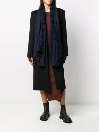 Shop Rick Owens Frayed Oversized Scarf In Blue