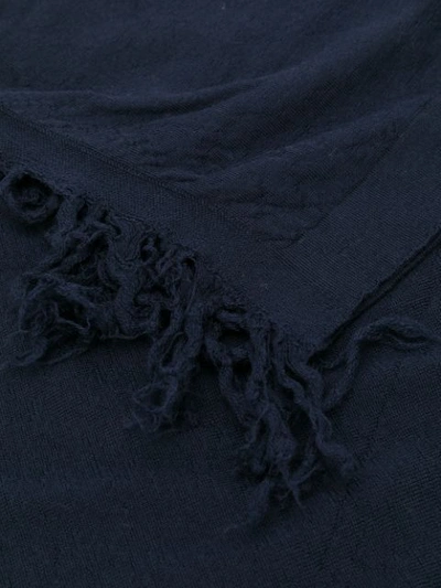 Shop Rick Owens Frayed Oversized Scarf In Blue