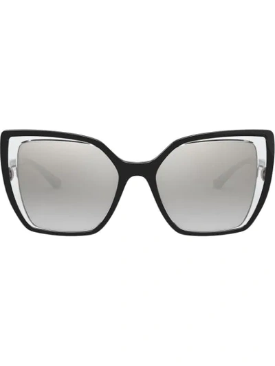 Shop Dolce & Gabbana Cut-out Detail Oversized Sunglasses In Black