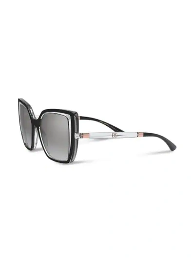 Shop Dolce & Gabbana Cut-out Detail Oversized Sunglasses In Black