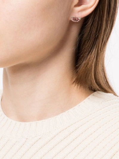 Shop Natalie Marie 9kt White Gold Zirconia Mica Stud Earrings