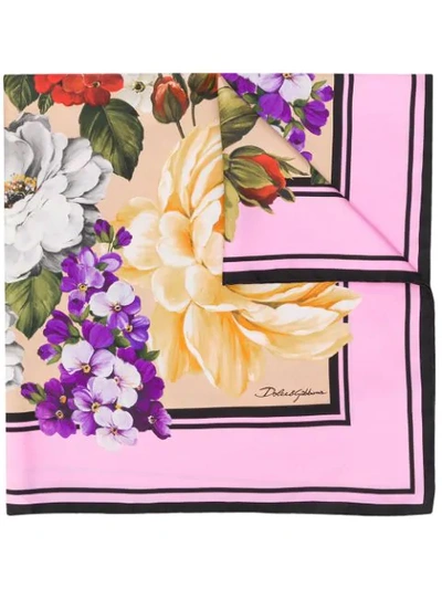 Shop Dolce & Gabbana Floral Print Square Scarf In Pink