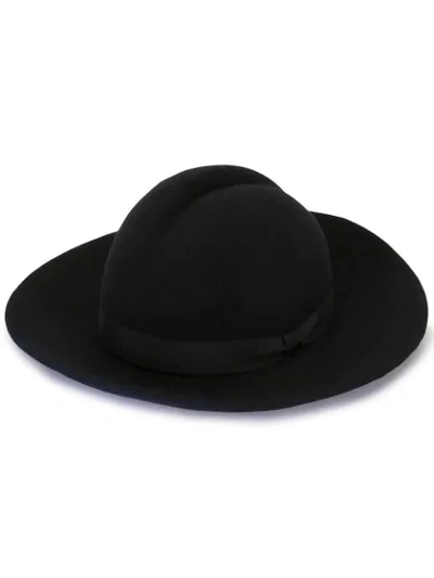 Shop Yohji Yamamoto Blocking Cloche Wool Hat In Black