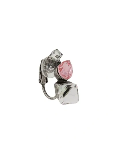 Shop Saint Laurent Crystal Engraved Logo Earring In Pink