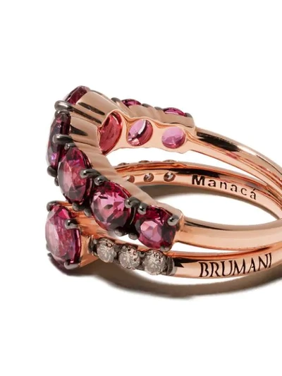 Shop Brumani 18kt Rose Gold Manaca Diamond And Topaz Ring In Rose Gold And Pink